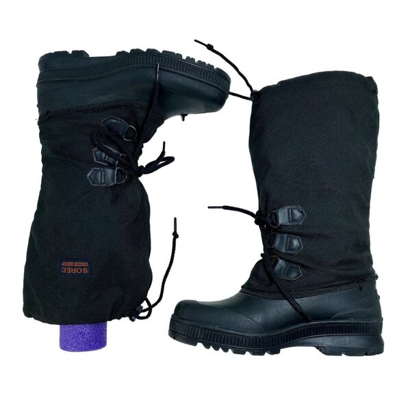 Sorel Kaufman Canadian Black Rubber Thermal Insulated Sub Zero Boot Women's 8 - Picture 1 of 6